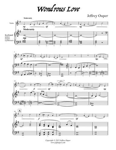 Wondrous Love (for Violin) (arr. Jeffrey Ouper)