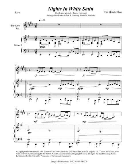 Nights In White Satin (arr. James M. Guthrie, ASCAP)