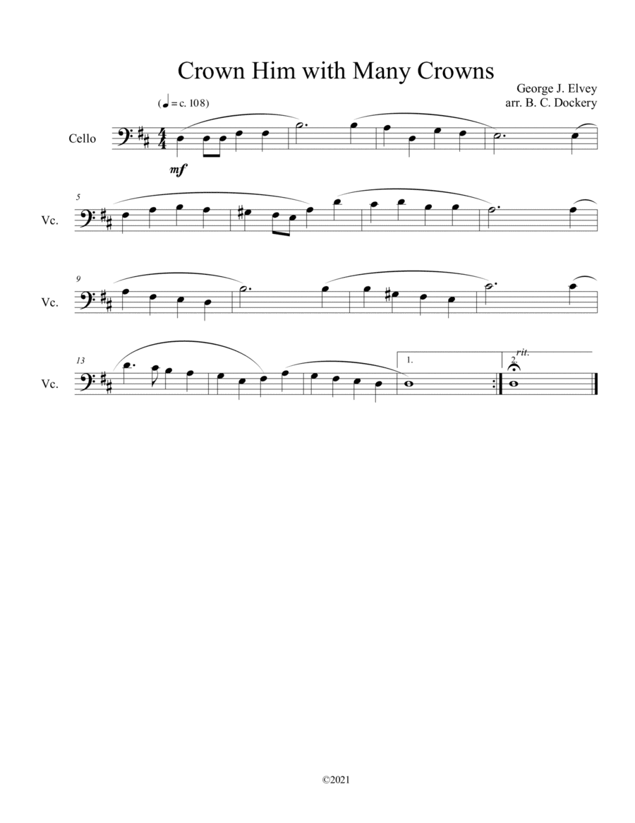 Crown Him with Many Crowns (cello solo) (arr. B. C. Dockery)