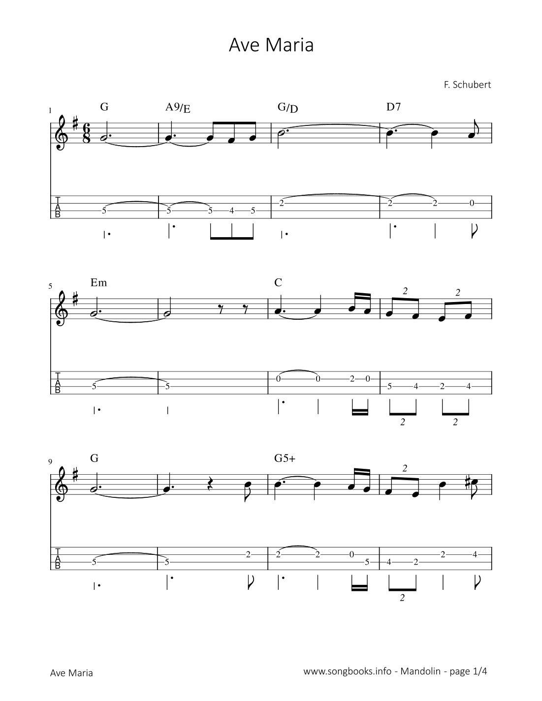 Ave Maria - F. Schubert (arr. songbooks.info)