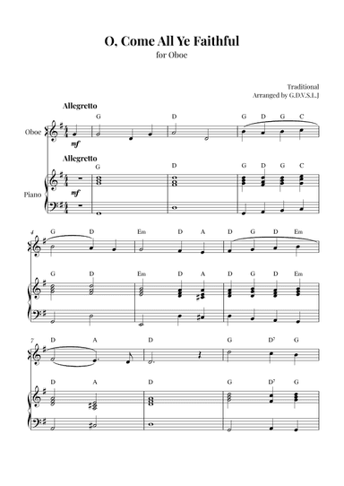 O, Come All Ye Faithful (arr. G.D.V.S.L.J)