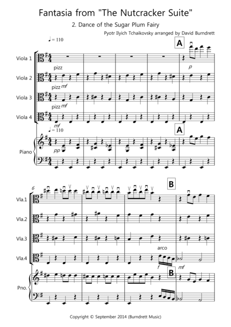 Dance of the Sugar Plum Fairy (Fantasia from Nutcracker) for Viola Quartet (arr. David Burndrett)