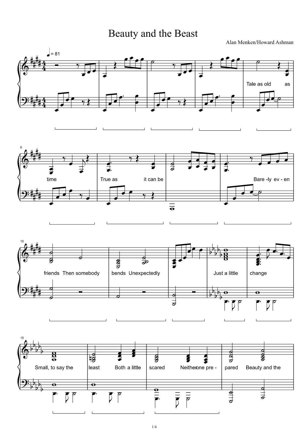 Beauty And The Beast (arr. Celine Dion & Peabo Bryson)