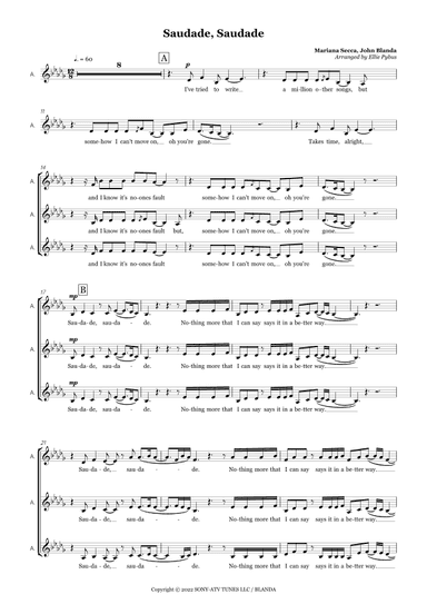 Saudade, Saudade (arr. Ellie Pybus)