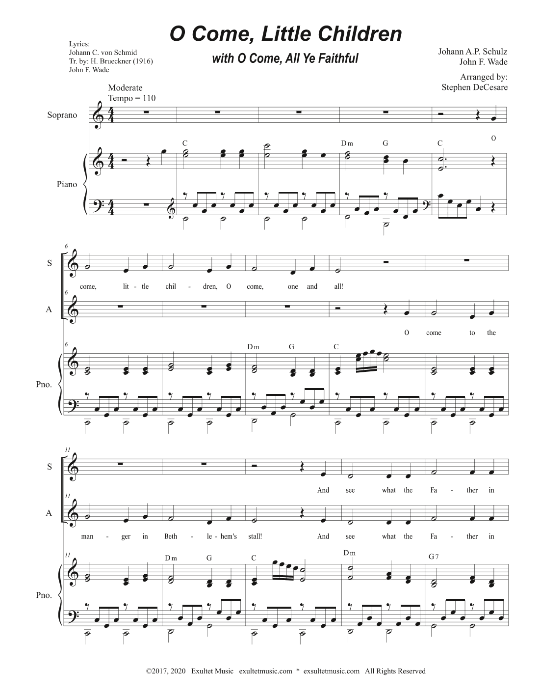 O Come, Little Children (with "O Come, All Ye Faithful") (Duet for Soprano and Alto solo) (arr. Stephen DeCesare)