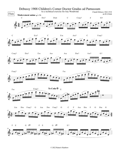 Debussy 1908 Children's Corner Doctor Gradus ad Parnassum Flute Study (arr. R G Roth)