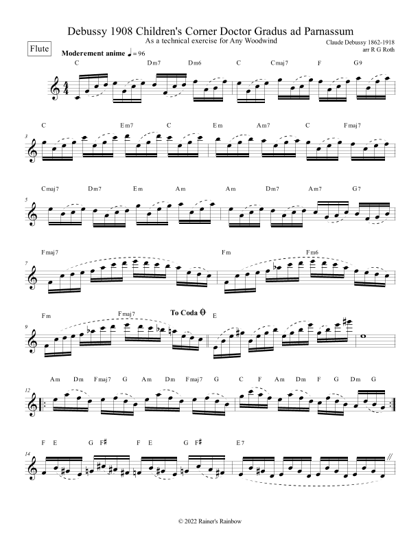 Debussy 1908 Children's Corner Doctor Gradus ad Parnassum Flute Study (arr. R G Roth)