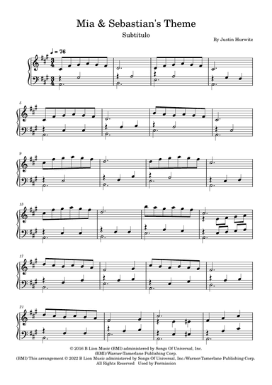 Mia & Sebastian's Theme (arr. Fernanda Moura)