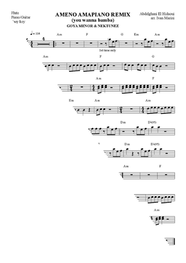 Ameno Amapiano Remix (you Wanna Bamba) (arr. Ivan Marini)