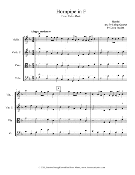 Handel's Hornpipe in F for String Quartet (arr. Dave Prudon)