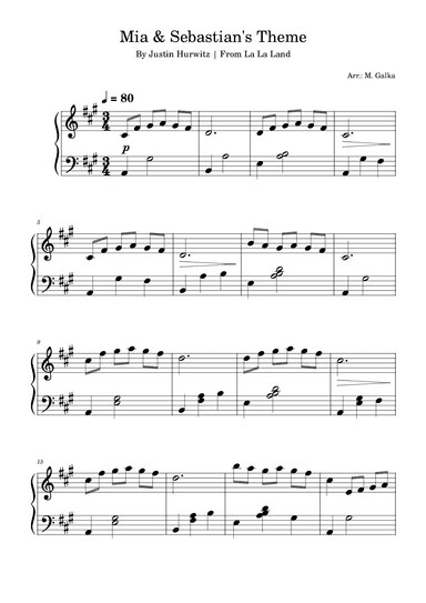 Mia & Sebastian's Theme (arr. M. Galka)