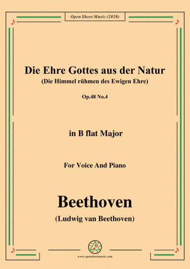 Beethoven-Die Ehre Gottes aus der Natur,in B flat Major,for Voice and Piano (arr. MSM)