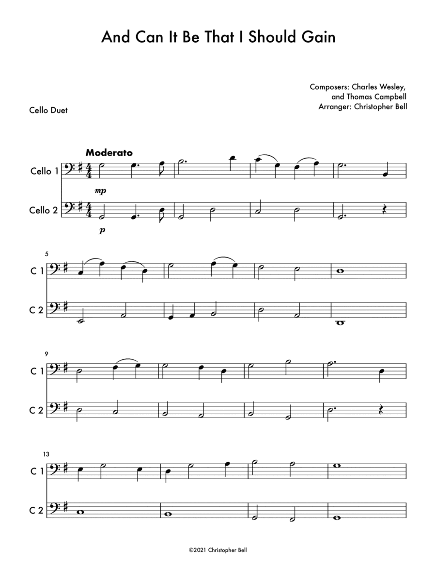 And Can It Be That I Should Gain - Cello Duet (arr. Christopher Bell)