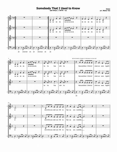 Somebody That I Used To Know (arr. Mister Tim)