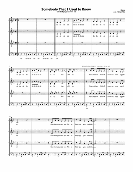 Somebody That I Used To Know (arr. Mister Tim)