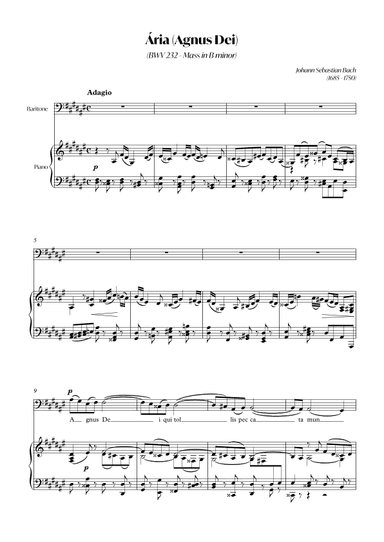 Aria (Agnus dei) from the Mass in B Minor (BACH) - Baritone_D#m (arr. André Alberto Santos)