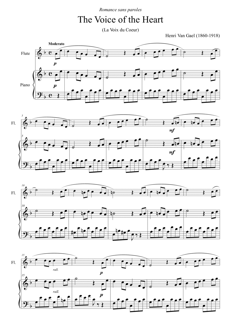 The voice of the heart (La Voix du Coeur) - for flute and piano (arr. Passoni Music)