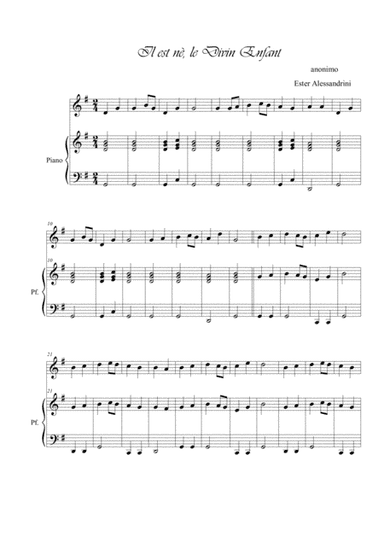 Il est ne le divin Enfant. Violino e pianoforte (arr. Ester Alessandrini)