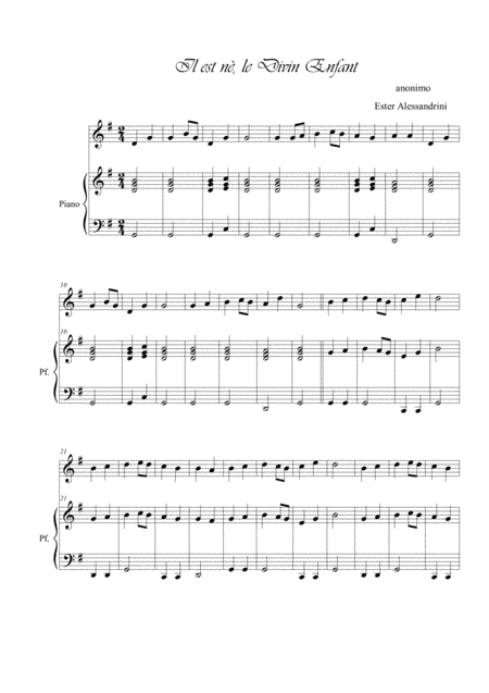 Il est ne le divin Enfant. Violino e pianoforte (arr. Ester Alessandrini)