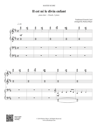 Il est né le divin enfant (piano duet) (arr. Raluca Bojor)
