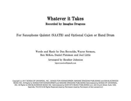 Whatever It Takes (arr. Heather Johnson)