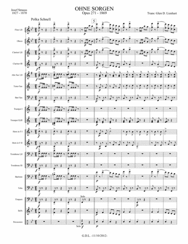 Ohne Sorgen Polka Schnell Score (arr. Glen D. Lienhart)
