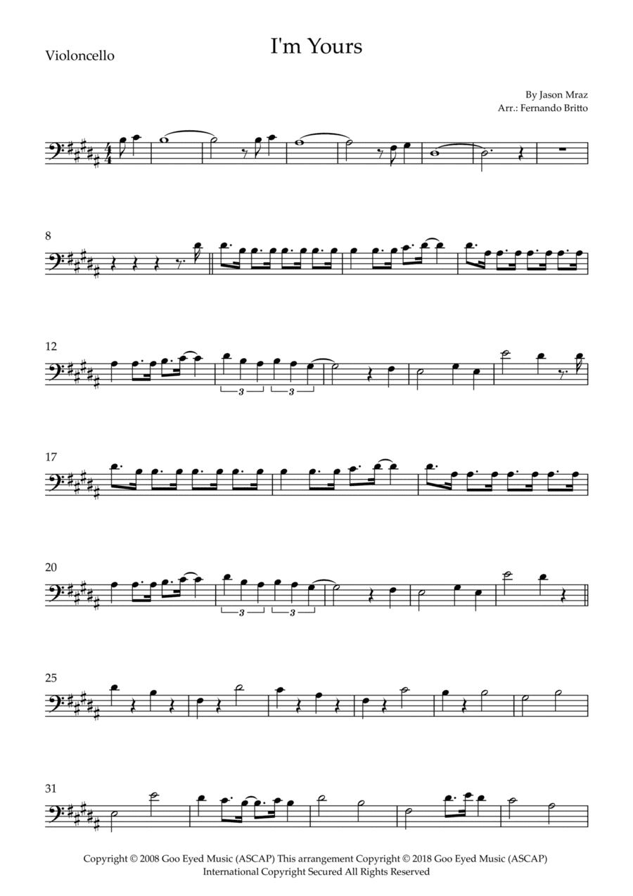 I'm Yours (arr. Fernando Britto)