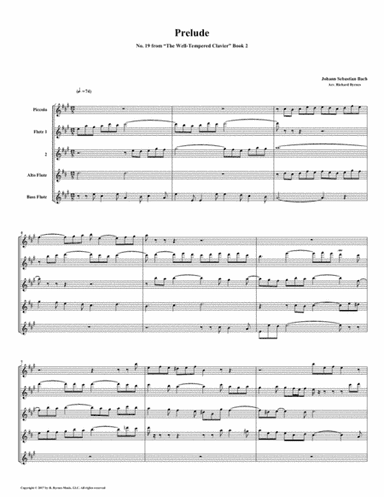 Prelude 19 from Well-Tempered Clavier, Book 2 (Flute Quartet) (arr. Richard Byrnes)