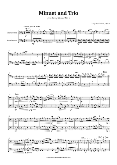 Minuet by Boccherini for Trombone Duet (arr. Ander)