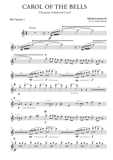Carol Of The Bells for Clarinet Quartet (arr. Diego Marani)