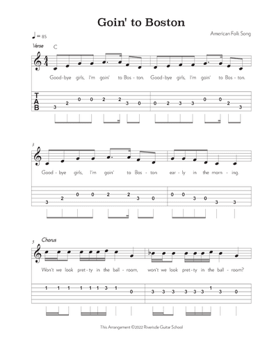 Goin' to Boston (arr. Riverside Guitar School)