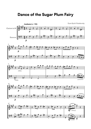 Tchaikovsky - Dance of the Sugar Plum Fairy (for Clarinet and Bassoon) (arr. Cadenza Editions)