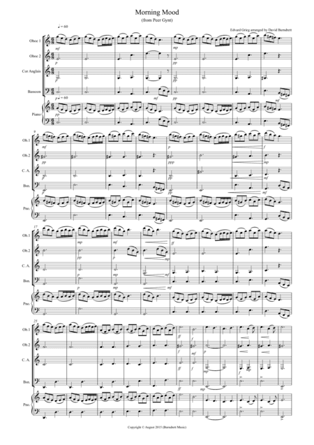 Morning Mood (from Peer Gynt) for Double Reed Quartet (arr. David Burndrett)