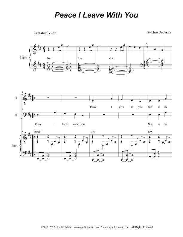 Peace I Leave With You (2-part choir - (TB)