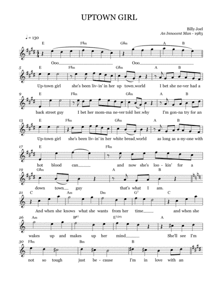 Uptown Girl (arr. Brock Chart)