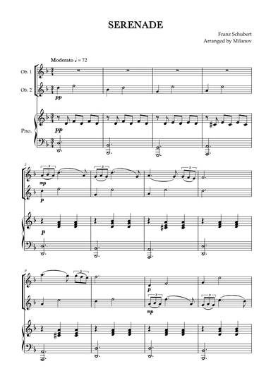 Serenade | Schubert | Oboe duet and piano (arr. Milanov)
