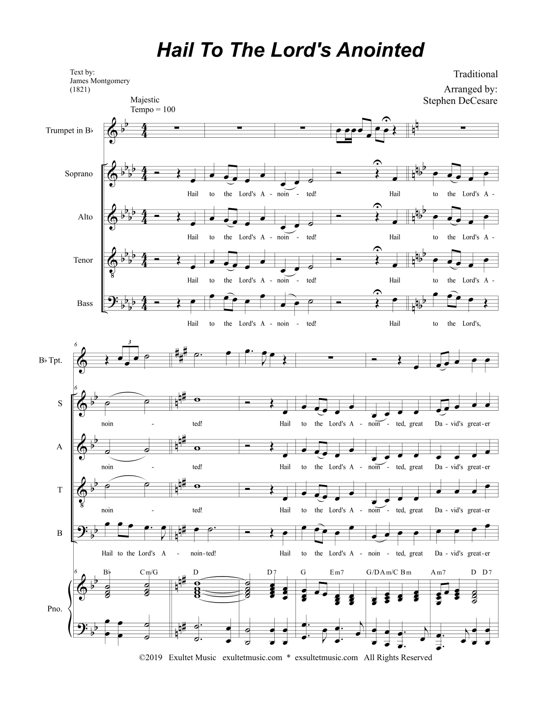 Hail To The Lord's Anointed (SATB) (arr. Stephen DeCesare)
