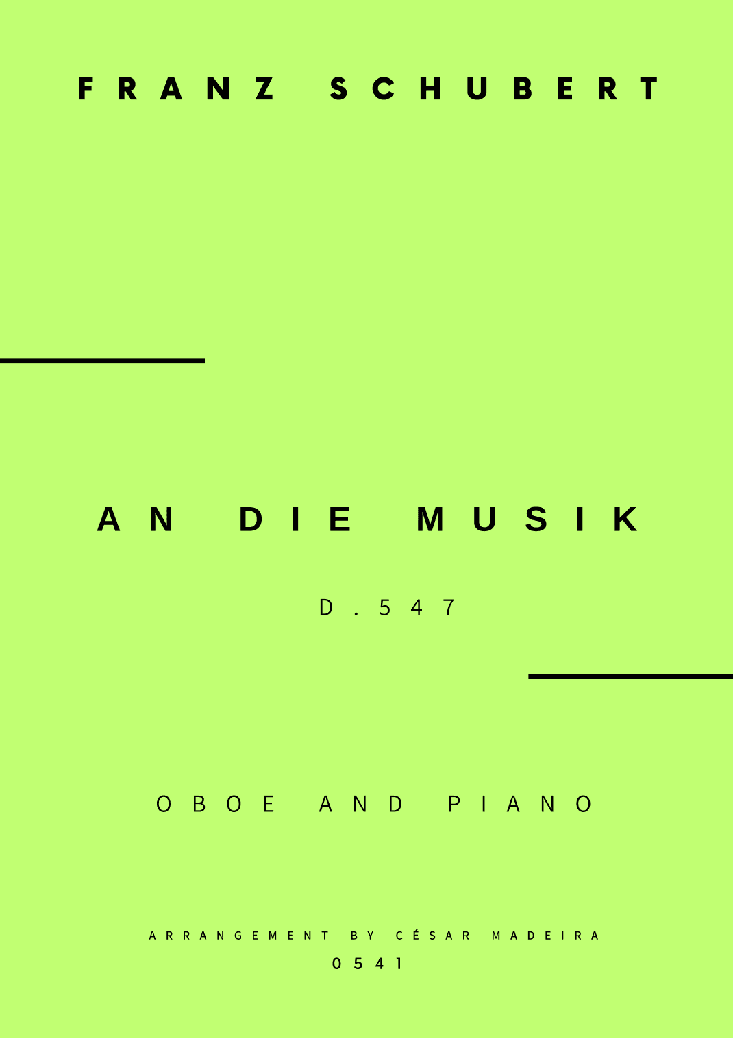 An Die Musik - Oboe and Piano (Full Score and Parts) (arr. César Madeira)