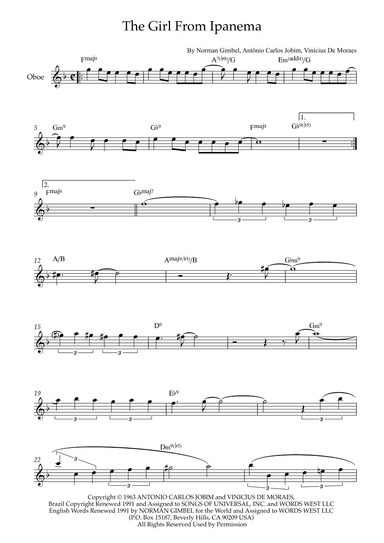 The Girl From Ipanema (garôta De Ipanema) (arr. Karen Gueiros)