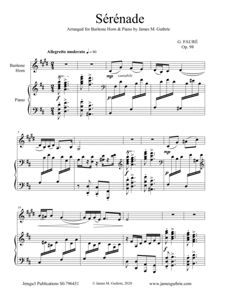 Fauré: Sérénade Op. 98 for Baritone Horn & Piano (arr. James Guthrie, ASCAP)
