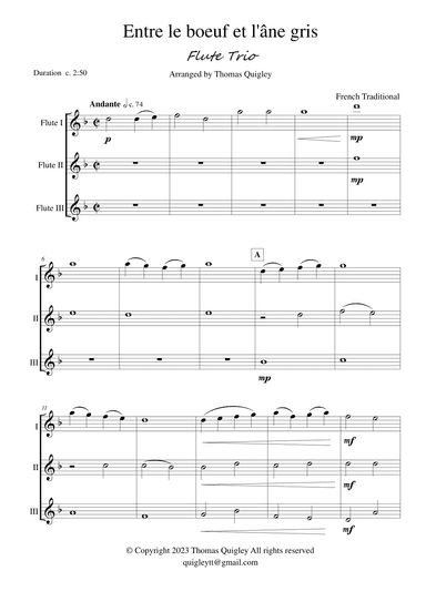 Entre le boeuf et l'âne gris (arr. Thomas Quigley)