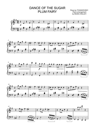 Tchaikovsky - Dance of the sugar plum fairy (easy piano) (arr. Music-holley)