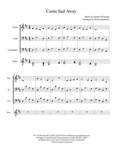 Come Sail Away (arr. Brennan Koenigsreuter)