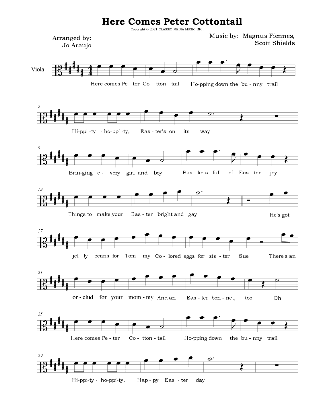 Here Comes Peter Cottontail (arr. Jo Araujo)