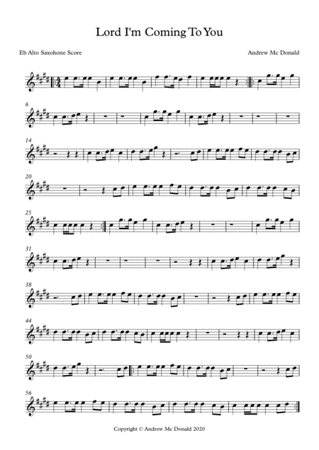 Lord I'm Coming To You Eb Alto Saxophone Score