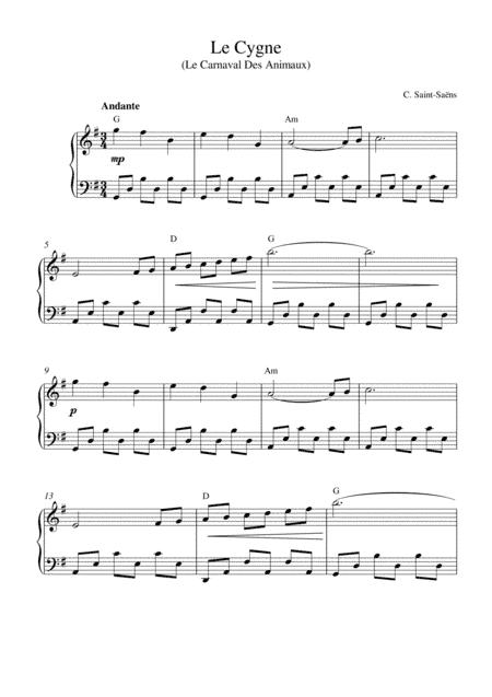 Le Cygne (Le Carnaval Des Animaux) (arr. Kaiserin Rebecca)