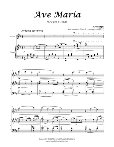 AVE MARIA MASCAGNI for Flute & Piano (arr. Morakot Cherdchoo-ngarm)