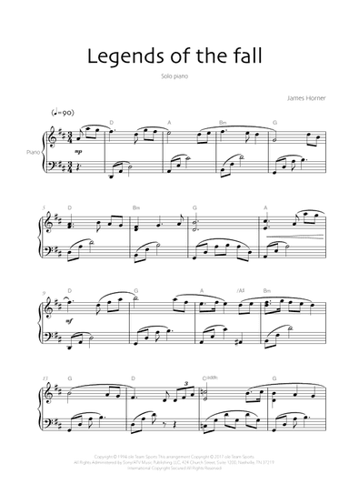 Legends Of The Fall (arr. Robin Wood Editions)