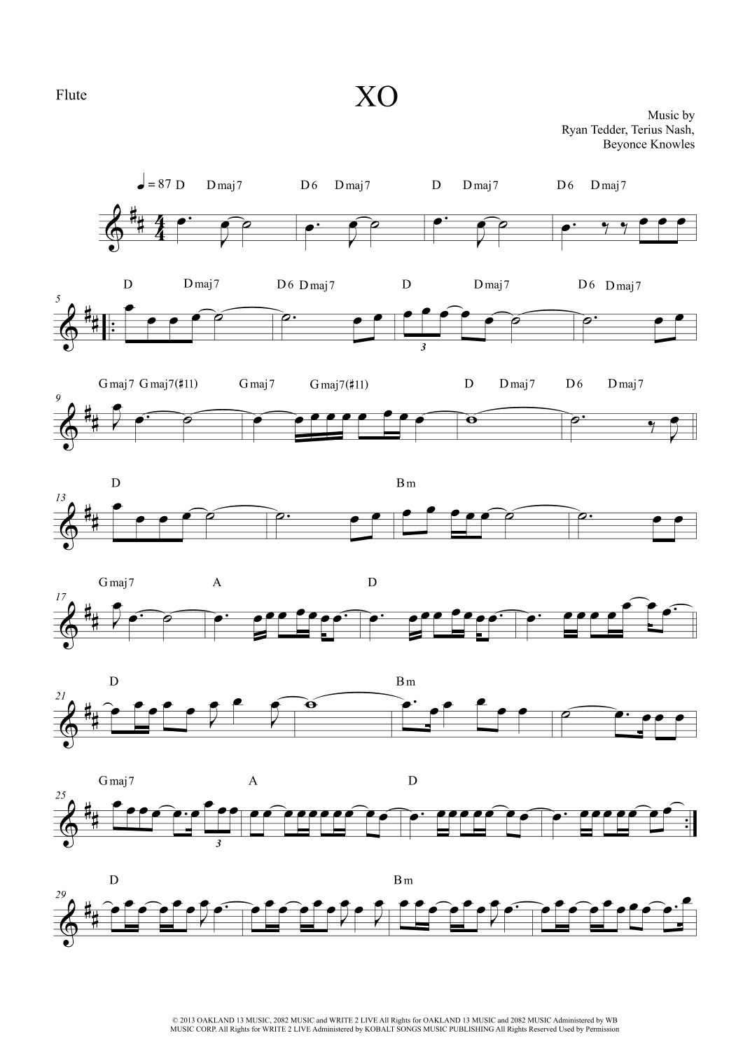 Xo (arr. The Sheet Music Library)