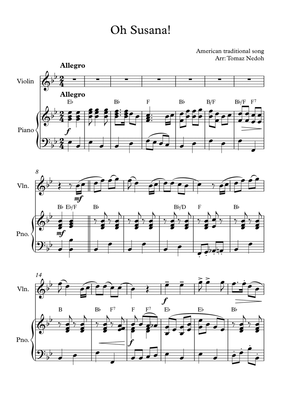 Oh Susana (arr. Tomaz Nedoh)